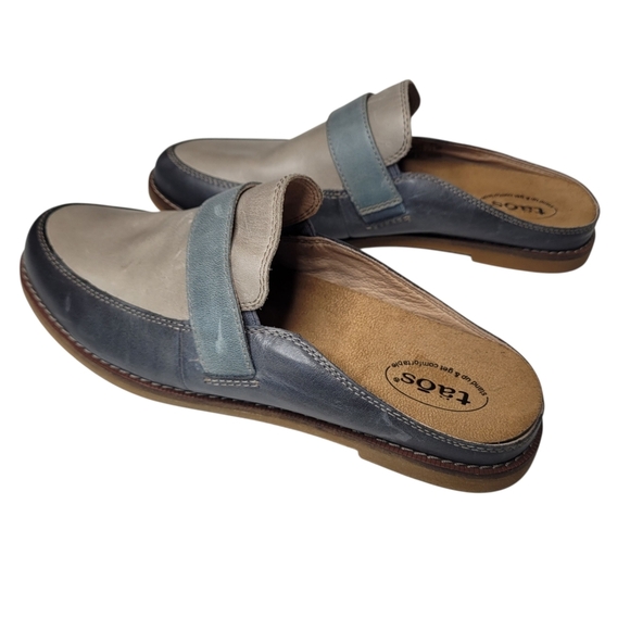 Taos Shoes Women 8 Royal Loafer Mule Steel Taupe Leather Slip On - Picture 7 of 7